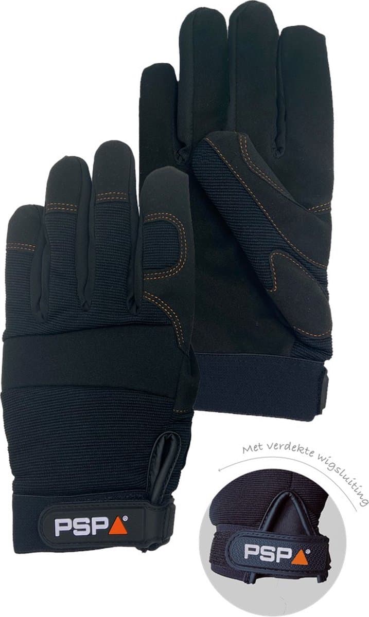 1 paar - Werkhandschoenen PSP 39-500 Mechanic Black Pro, Zwart (per paar), maat 10 / XL