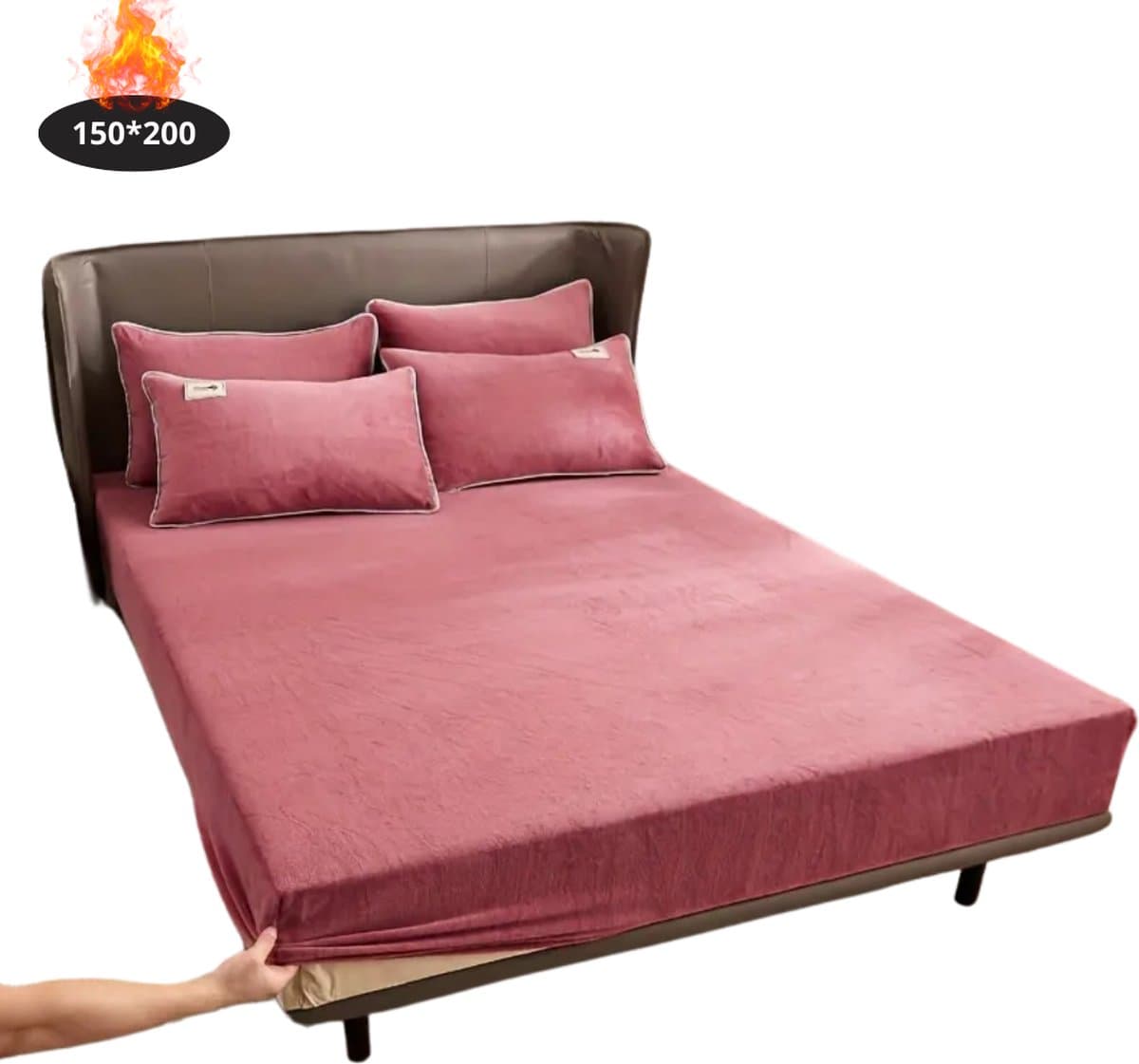 Bovista Effen Hoeslaken - Beddengoed - Fitted Sheet - Bed - Slaapkamer - Rood 150x200