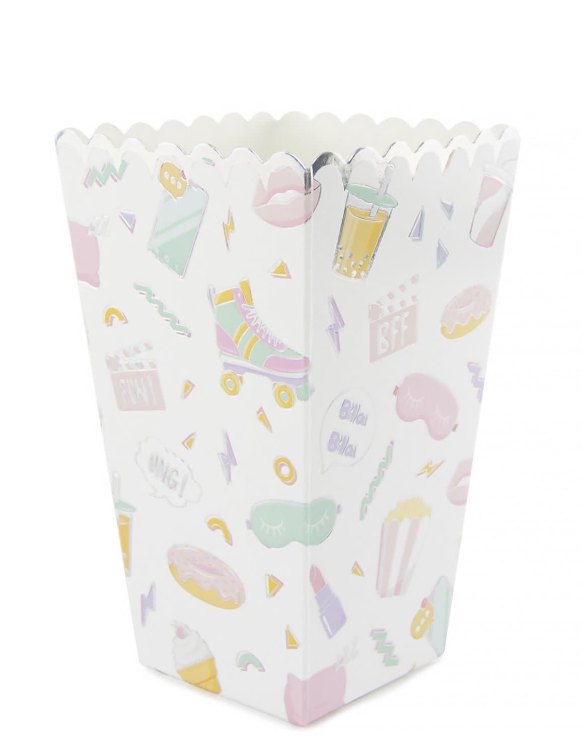 PARTYPRO - 8 Popcornbakjes Pyjamafeest en iriserend met girly motieven