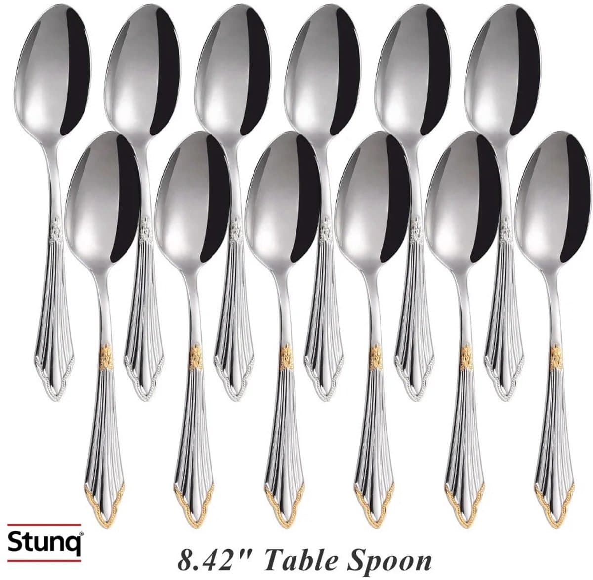 Stunq® 6 stuks Koninklijke Tafellepels - Goud Verguld RVS Eetlepels