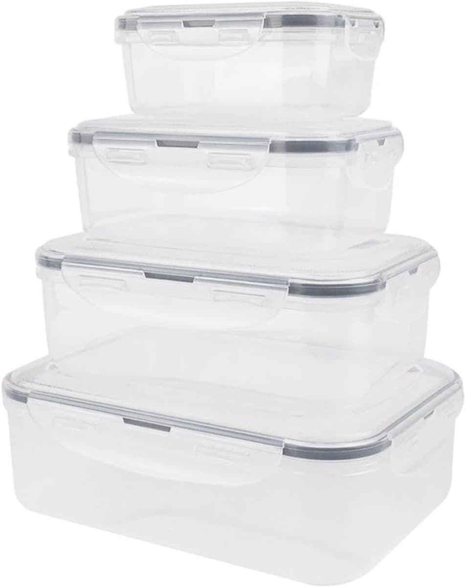 Invriesdozen met deksel - Plastic bewaardozen - Luchtdicht en lekvrij - Magnetron en vriezer - BPA-vrij - Zwart - Geschikt voor voedselopslag - Verpakking van 8