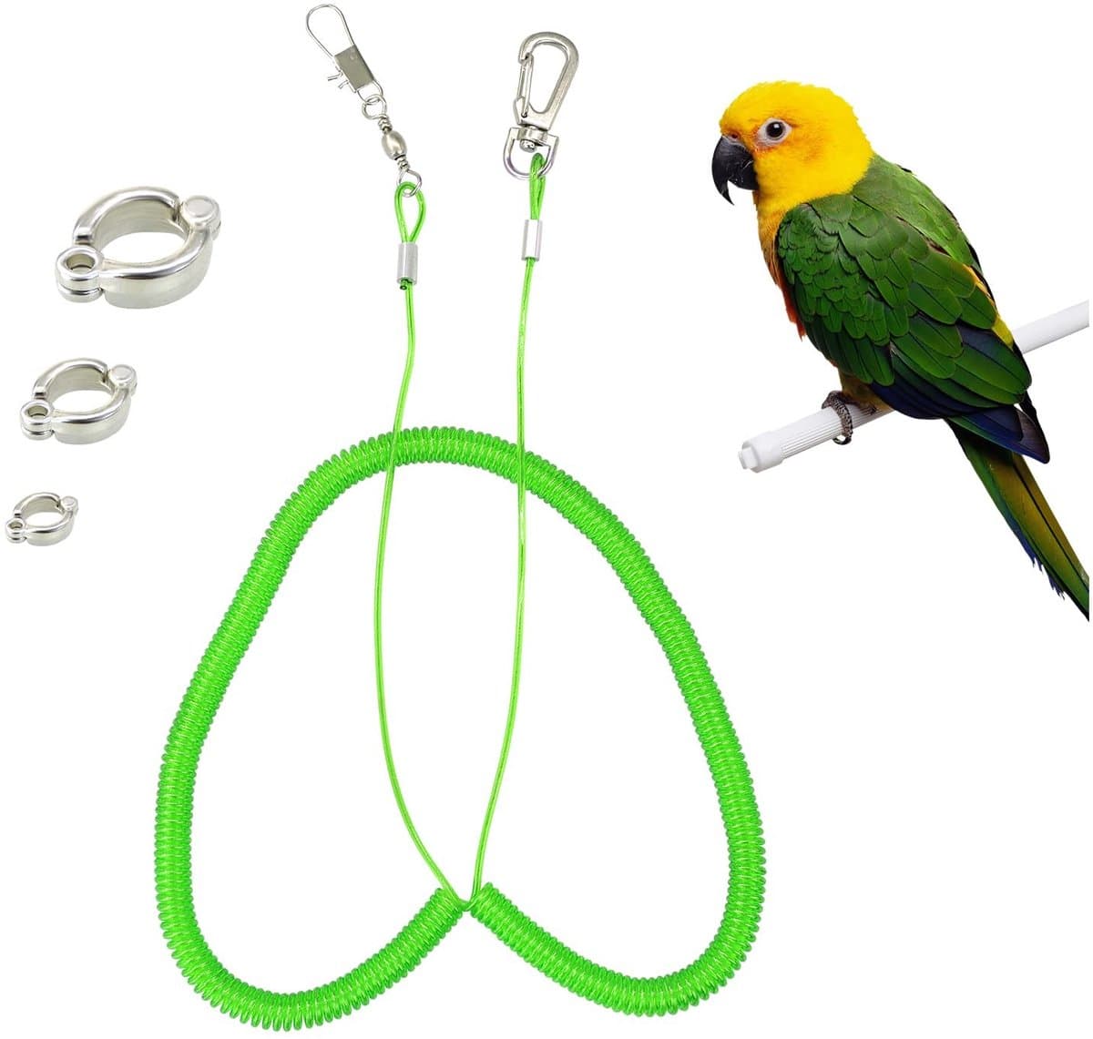 Dailygoody - Vliegend touw - Papegaaien - Ideaal voor vliegtraining - Groen - Trainingsharnas - Duurzaam en bijtbestendig - Geschikt voor vogels