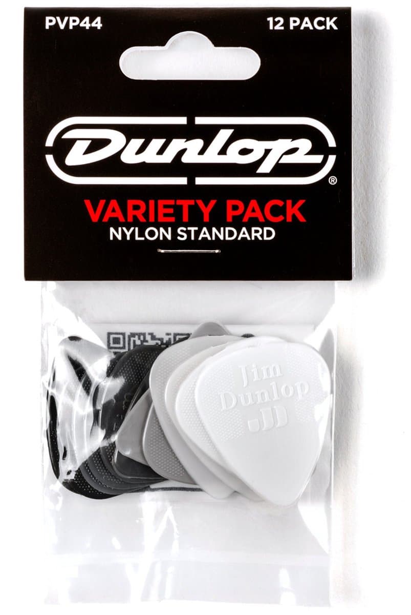 Dunlop PVP44 Nylon Standard Pick Plectrum Variety 12-Pack - Plectra, 0.38mm tot 1.0mm, mix van 12 stuks