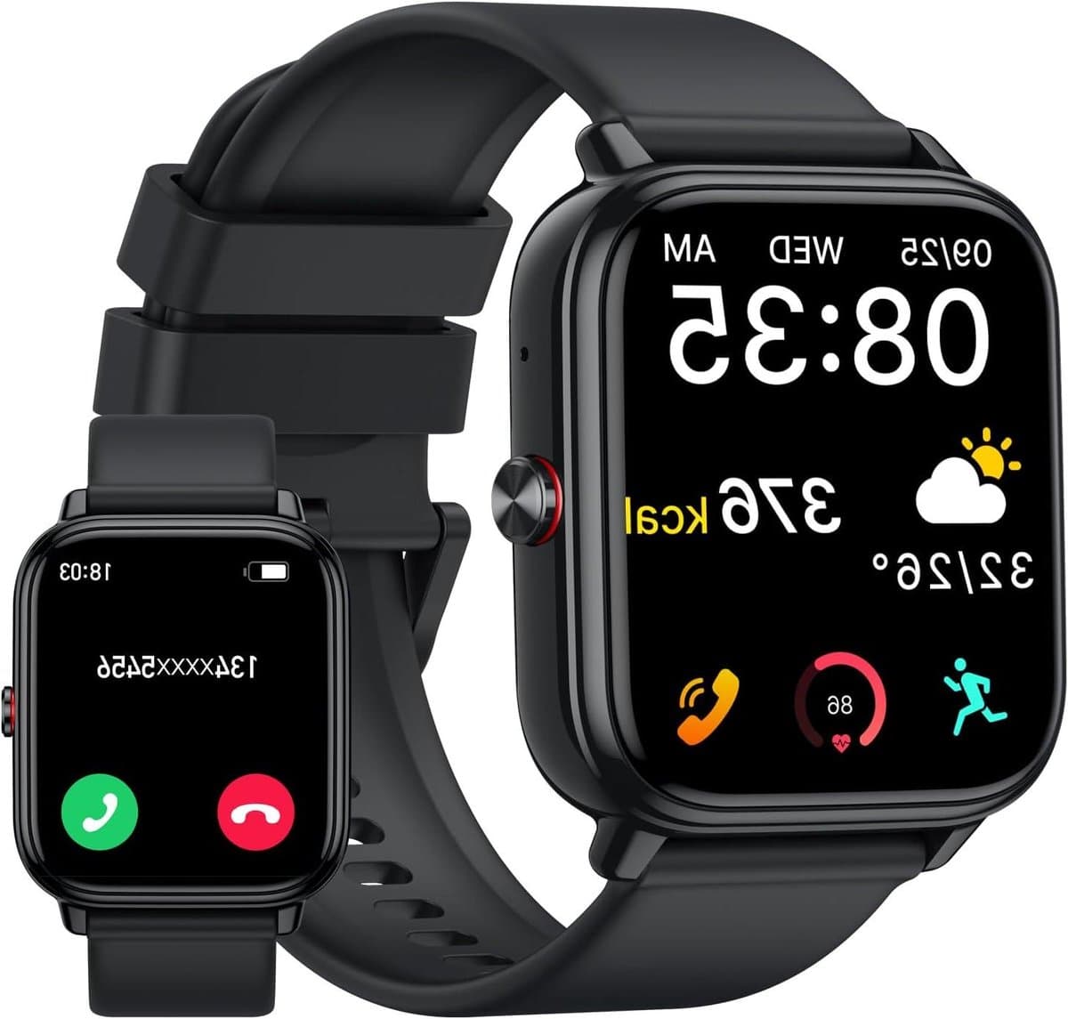 Slimme Horloge - Fitness Tracker - Gezondheid Monitoren - Lange Batterijduur - 1.83 Inch HD Scherm - Zwart