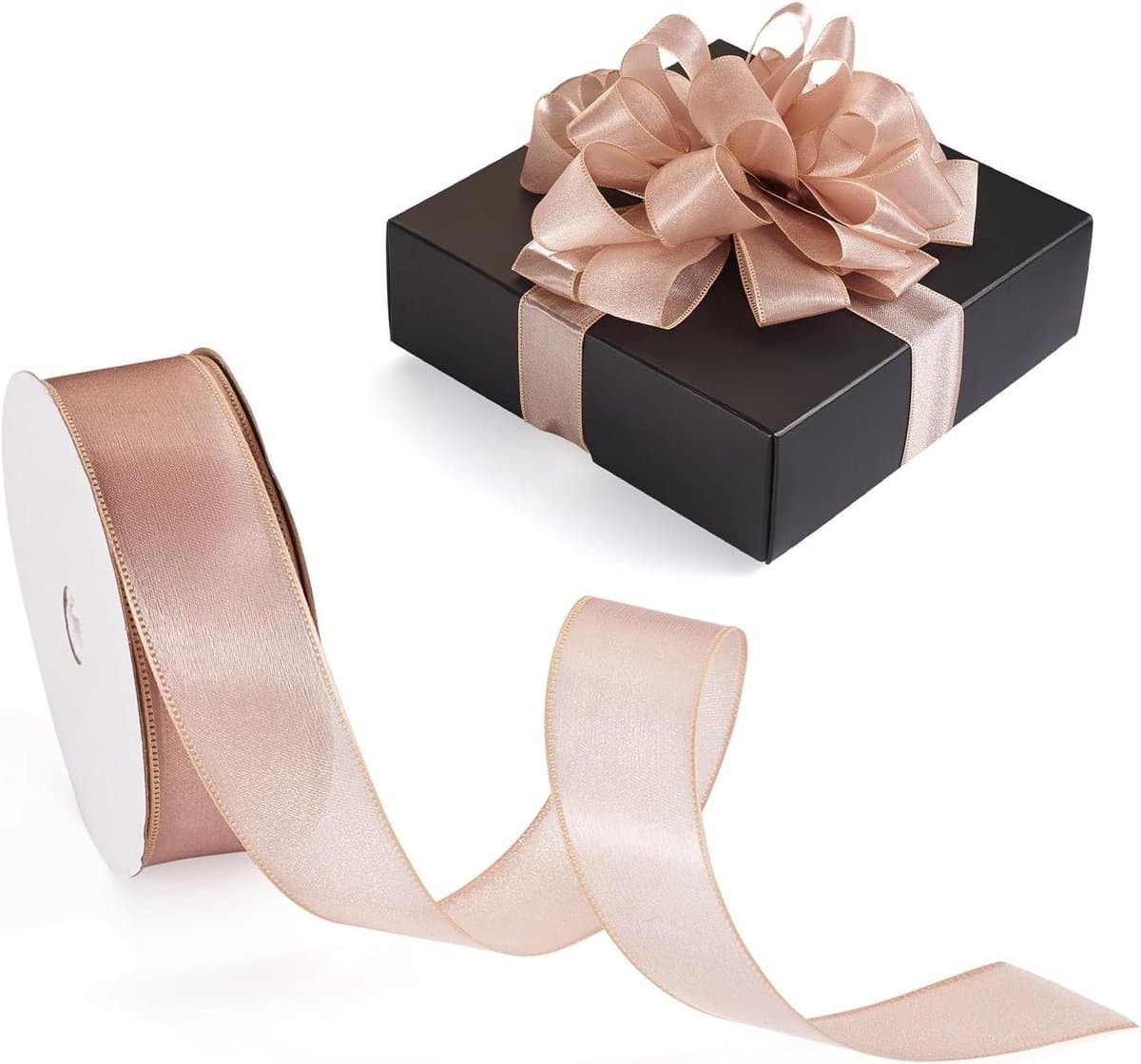 FASHEWELRY 25 mm doorschijnend polyester lint voor Kerstmis, 20 meter, cadeauverpakkingslinten, knutsellinten voor haarstrikken, bruiloftsfeest, decoratie, donkere zalm