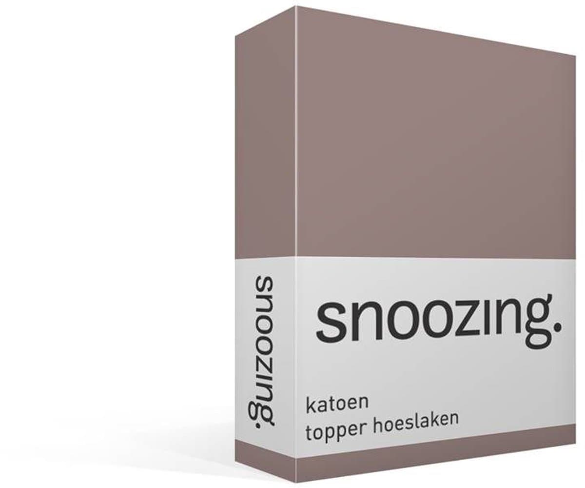 Snoozing - Katoen - Topper - Hoeslaken - Eenpersoons - 80x220 cm - Taupe