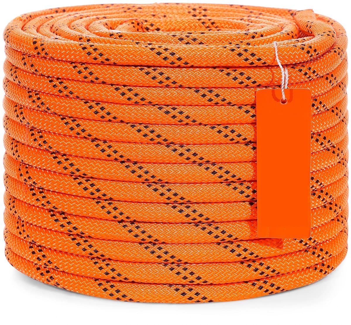 Archi Dubbel Gevlochten Polyester Touw – Multifunctioneel Touw – 36,5 m - 48-Strengs – Sterk Outdoor Klim & Werkkoord – Oranje/Zwart