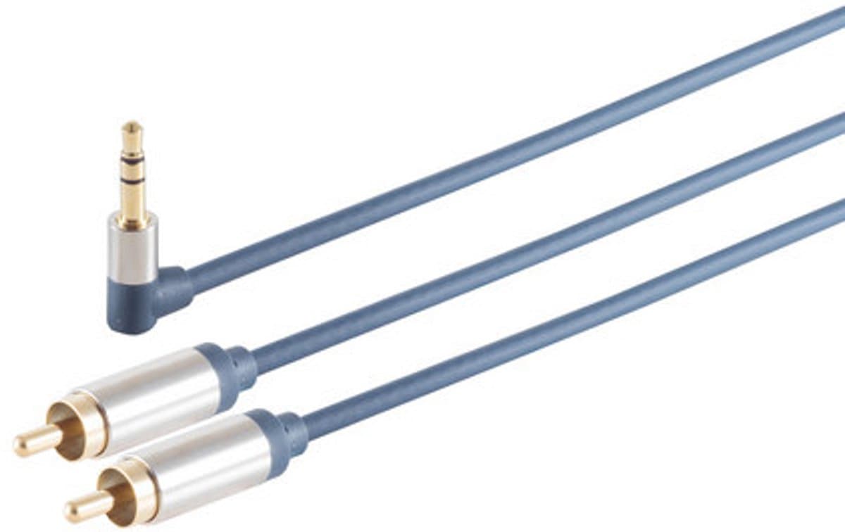Stereo Tulp (m) - 3,5mm Stereo Jack Haaks (m) Kabel - Verguld - Premium 5 meter - Blauw