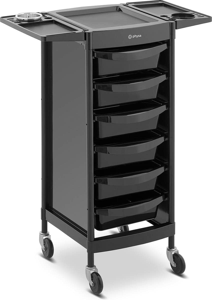 Kappers trolley - 10 kg - 6 lades met 3 verdelers - föhnhouder - 420 x 390 mm plank - physa