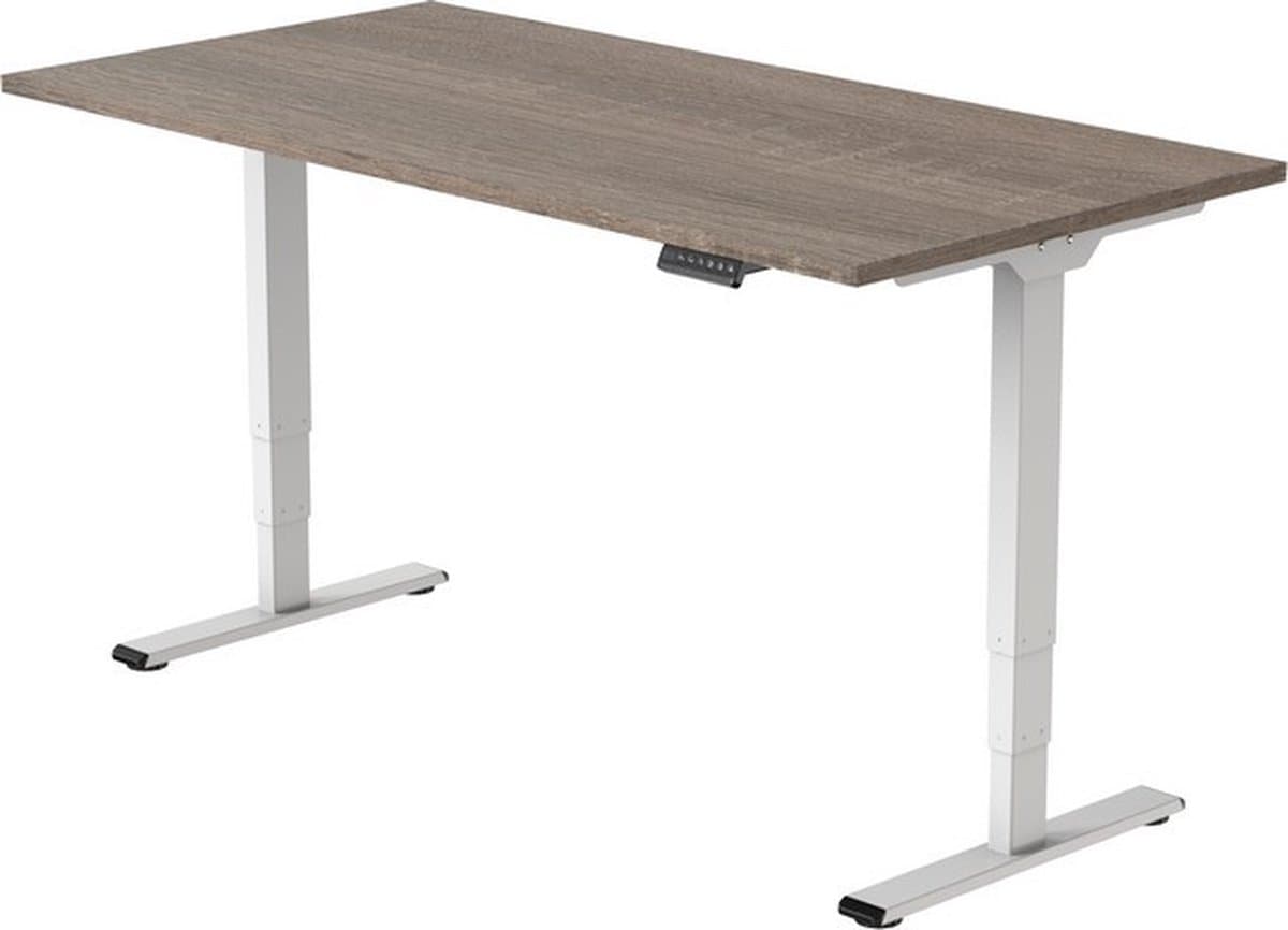 Office Hero® Cosmic Elektrisch - Zit sta bureau in hoogte verstelbaar wit frame - Game bureau - Computertafel - Werktafel - 140x80 - Robson eik