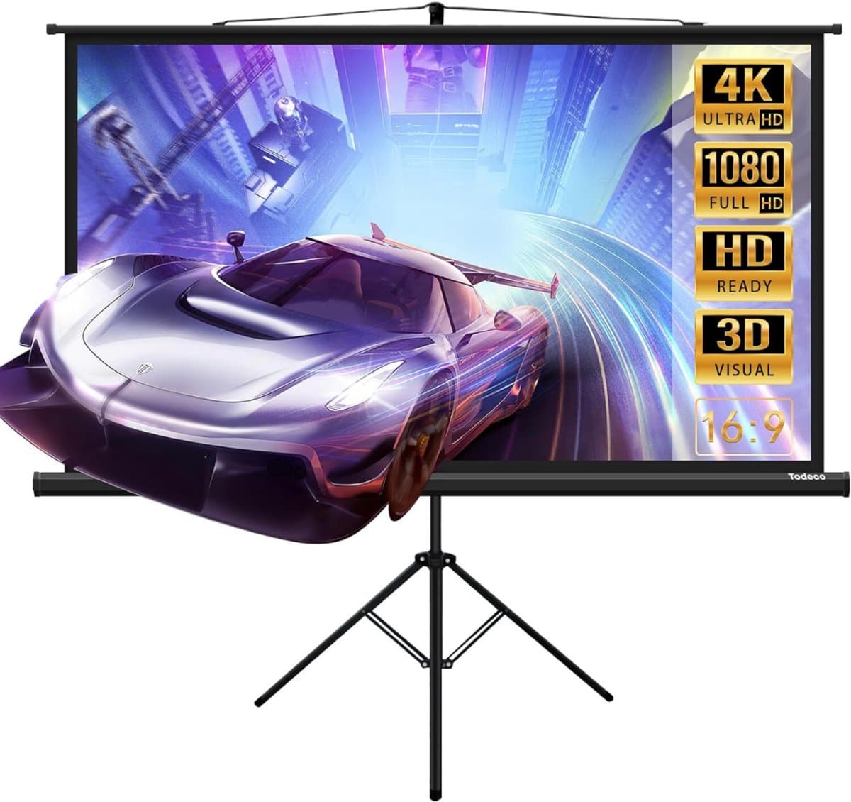 Core® Projectiescherm met Statief - Mobiel Projectiescherm - Projectiedoek Thuisbioscoop - Zwart - 1cm x 172cm x 20cm
