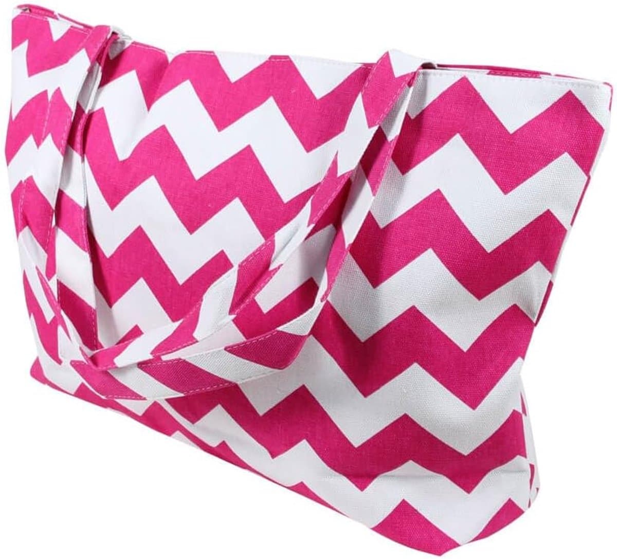 Strandtas Zwemtas - Campingtas Reistas - Zomerse Uitjes - Met Ritssluiting - 48 x 48 x 35 cm - Wit Roze