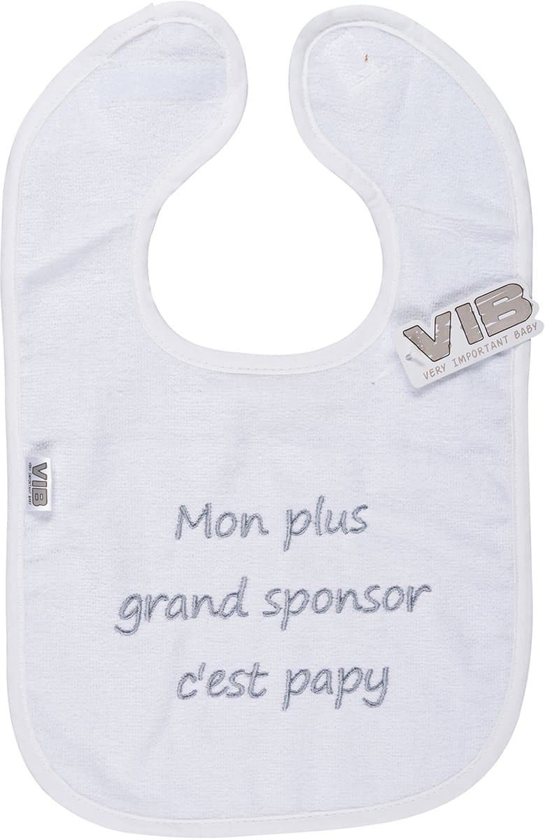 VIB Slabbetje - Mon plus grand sponsor c'est papy - Wit/Grijs