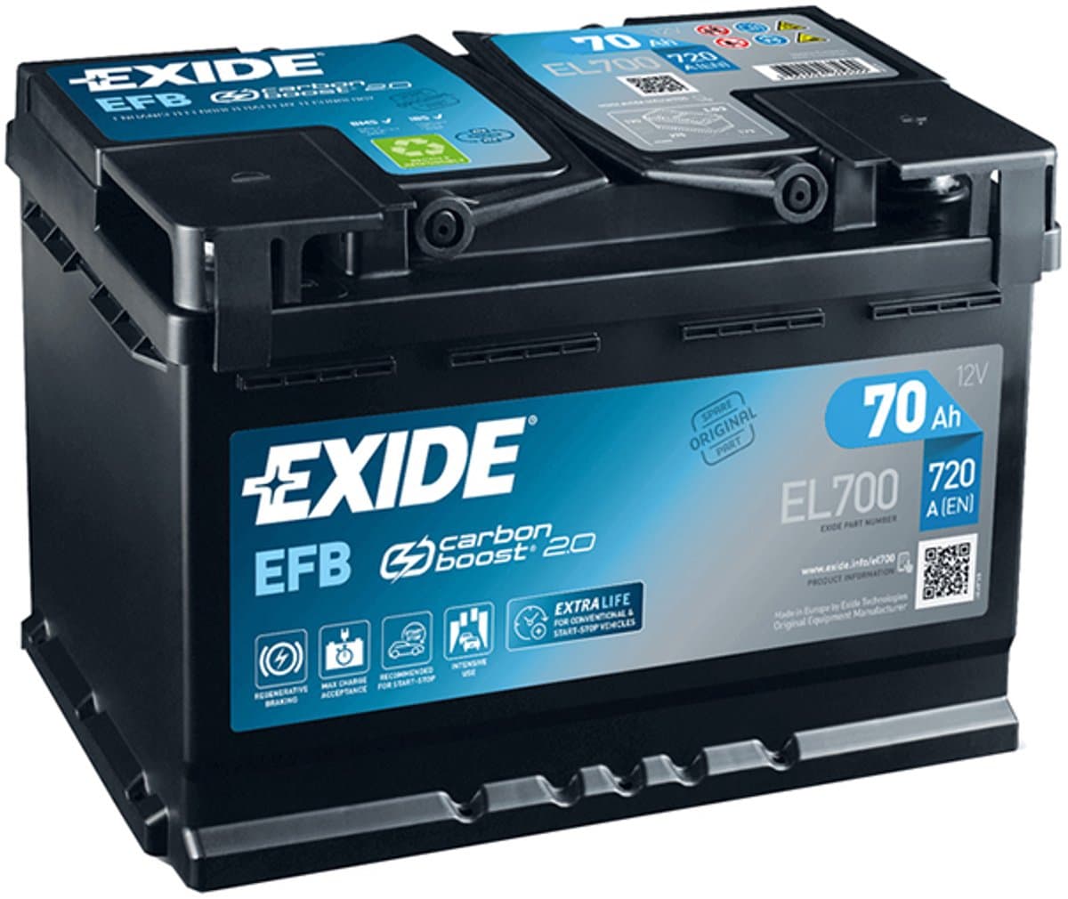 Exide EFB 12V 70Ah - Loodzuur - EFB - EL700