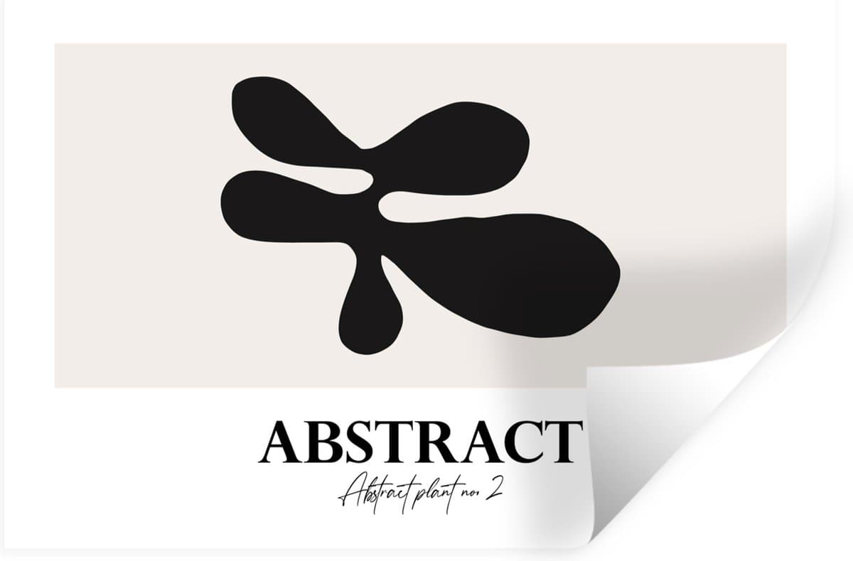 Muurstickers - Sticker Folie - Zwart - Beige - Abstract - 60x40 cm - Plakfolie - Muurstickers Kinderkamer - Zelfklevend Behang - Zelfklevend behangpapier - Stickerfolie
