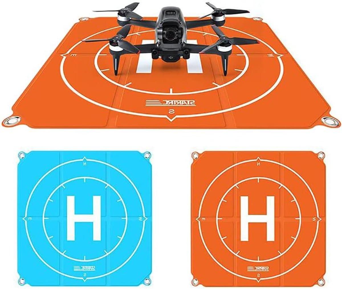 Green Glow - Vierkante drone landing pad voor Air 2S, FPV, Mini 2 - Universeel, waterdicht en opvouwbaar - Helipad 50 cm - Dubbelzijdig - Blauw