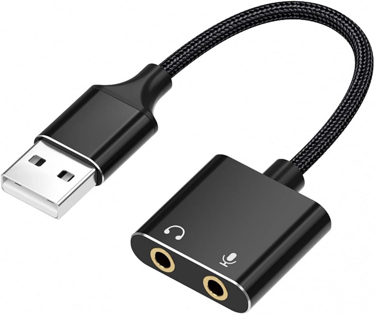 USB Stereo Audio Adapter - Externe Geluidskaart voor Laptop, Hoofdtelefoon en Microfoon 3,5 mm