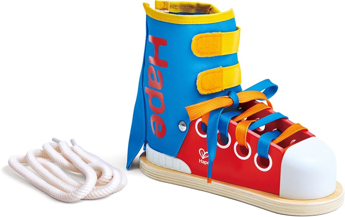 Leren veterstrikken oefensneaker - Hape - vanaf 3 jaar