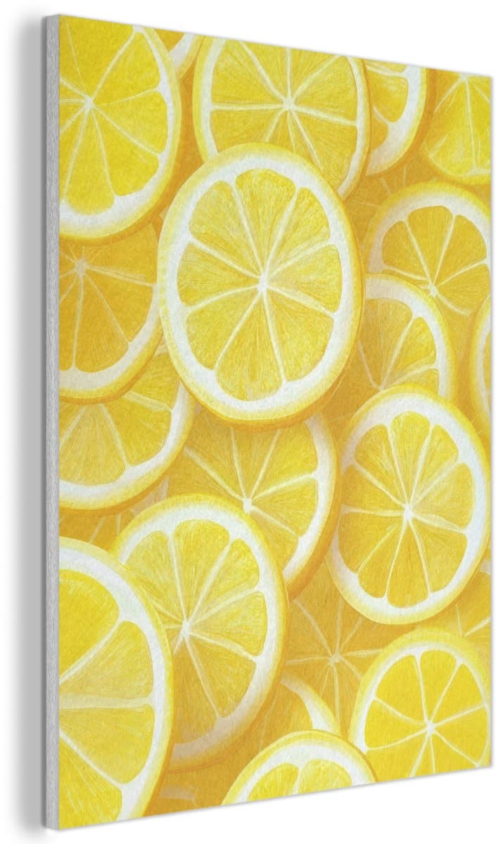 Akoestisch wandpaneel 30x40 cm - Vilt schilderij Citroenen - Geel - Zomers - levendig - Akoestische panelen - Geluidsdempende wanddecoratie - Geluidsisolatie woonkamer - Muurdecoratie geluidspanelen