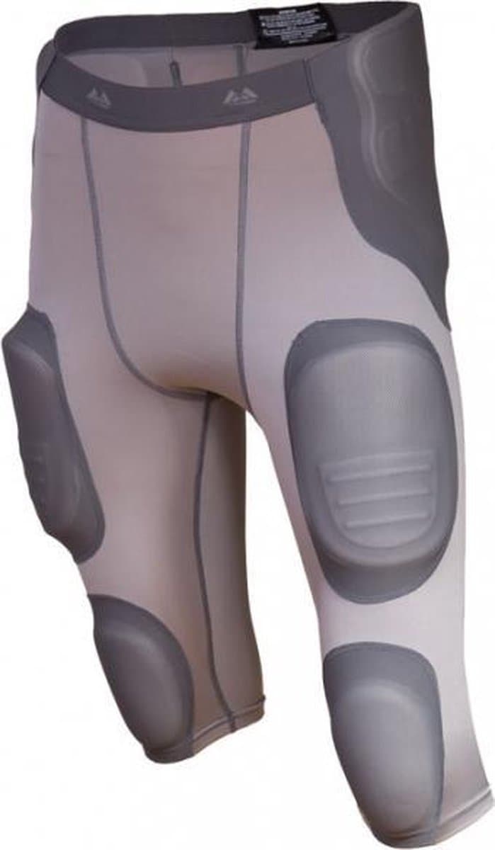 MM - Rugby Broek - Nfl - American Football - Met 7 Ingenaaide Pads - Volwassenen - Grijs - XL