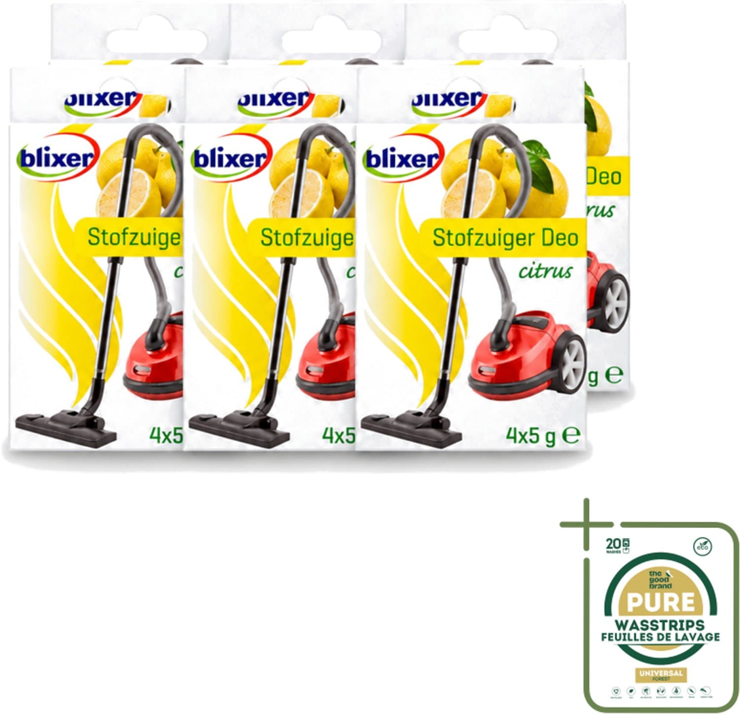 6 x Blixer - Beckmann - Stofzuiger Deodorant - Citrus - 4 Geurverspreiders - Wasstrips - Stofzuiger Geur - Citrusgeur - Geurverspreider - Frisse Lucht - Huishoudelijke Geur
