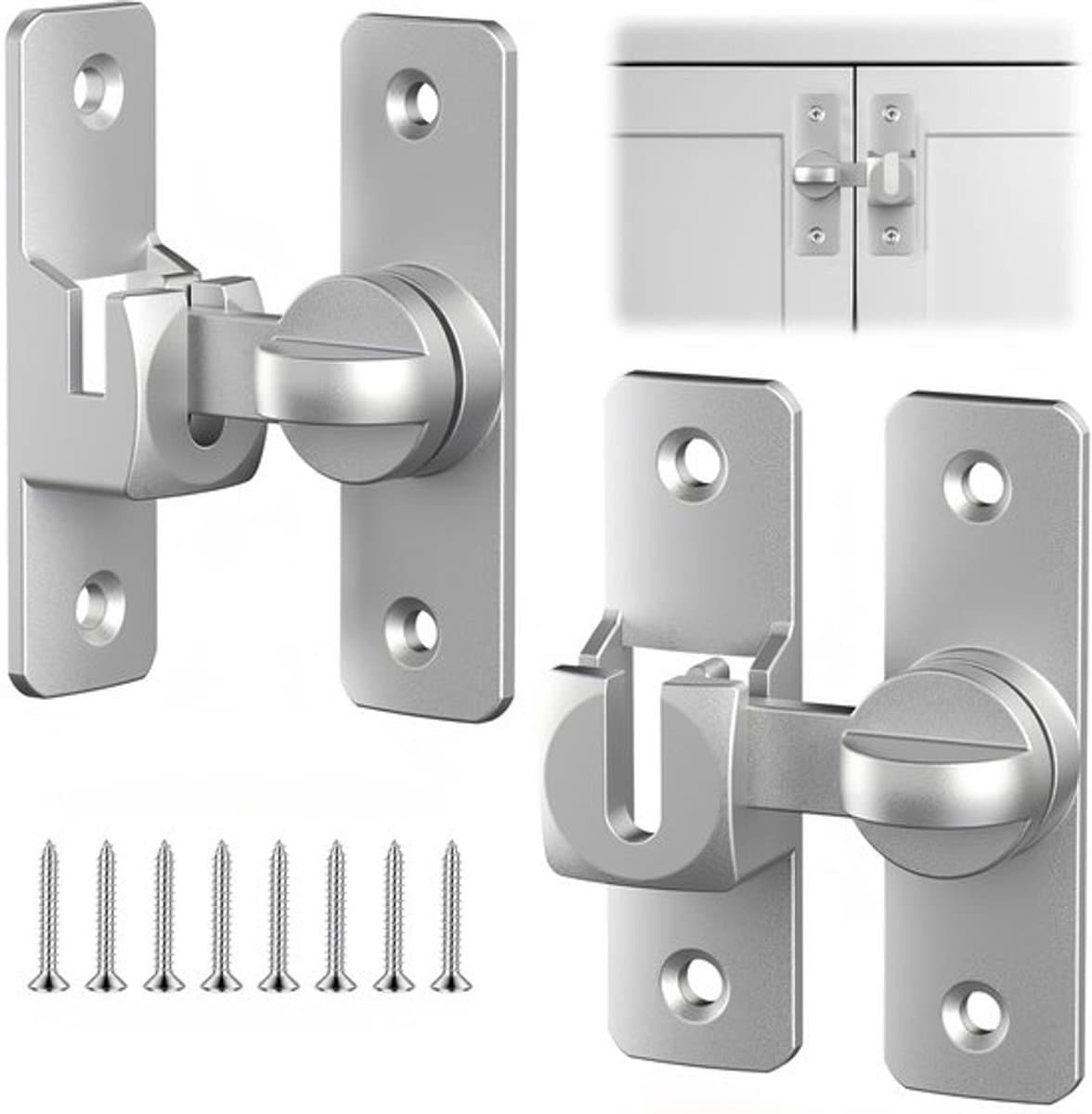 Schuifdeursloten 90°/180° Vergrendeling - Aluminiumlegering - Deurvergrendeling - Extra Slot - 2 Paar - Eenvoudige Montage - Deurslot