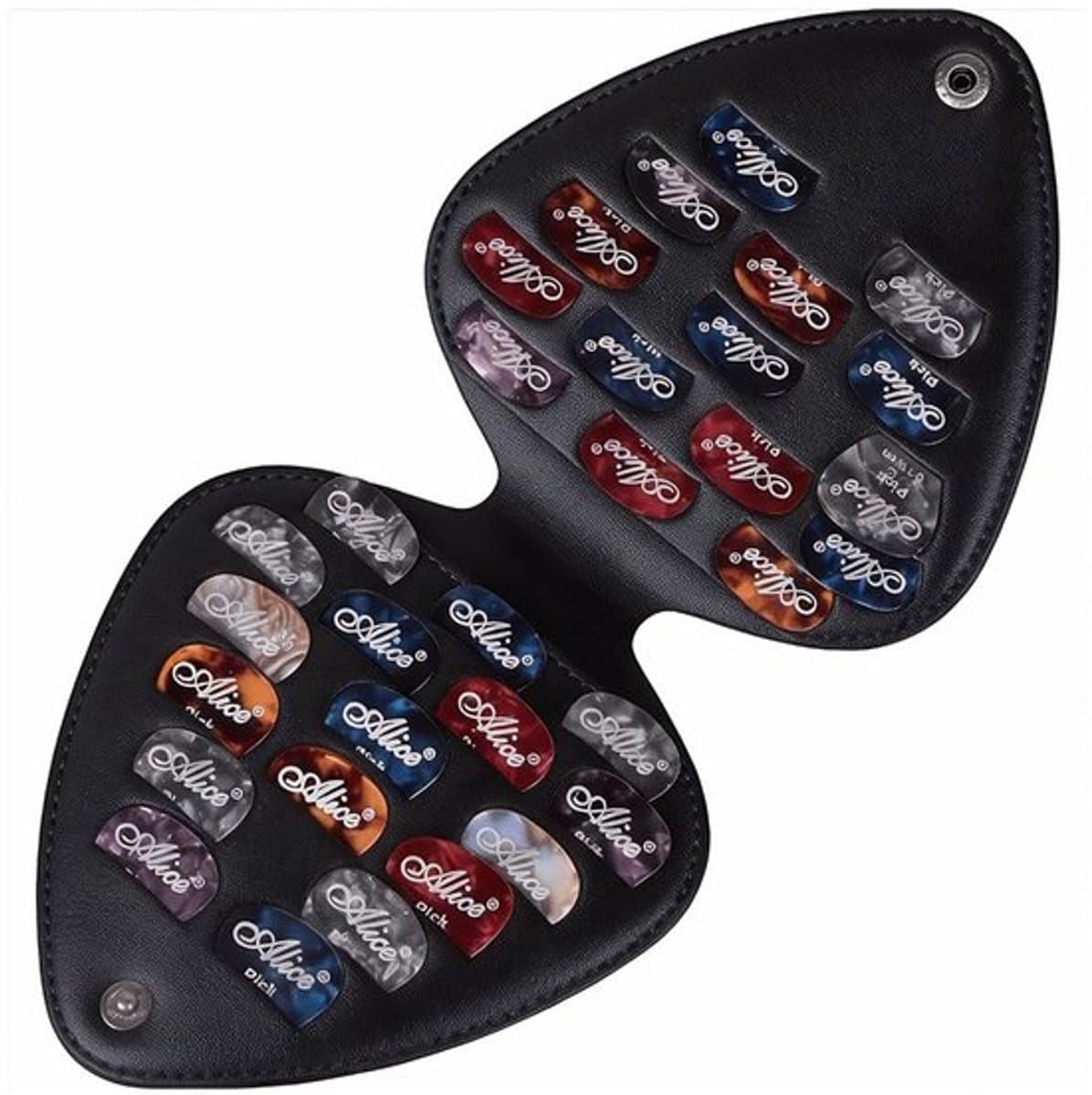 Zwarte Gitaar Pick Case met Legering Knop voor Gitaarspelers