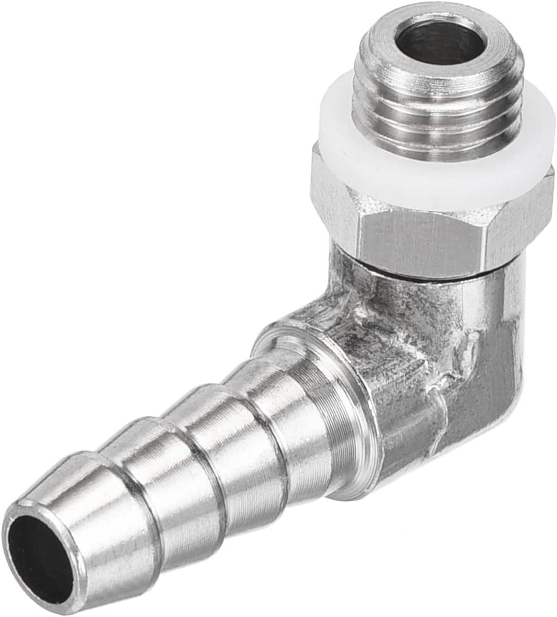 Hose connector 90 graden, verchroomd, 6 mm, slangverbinding voor gas, M8 x 1 buitendraad, duurzame slangaansluiting