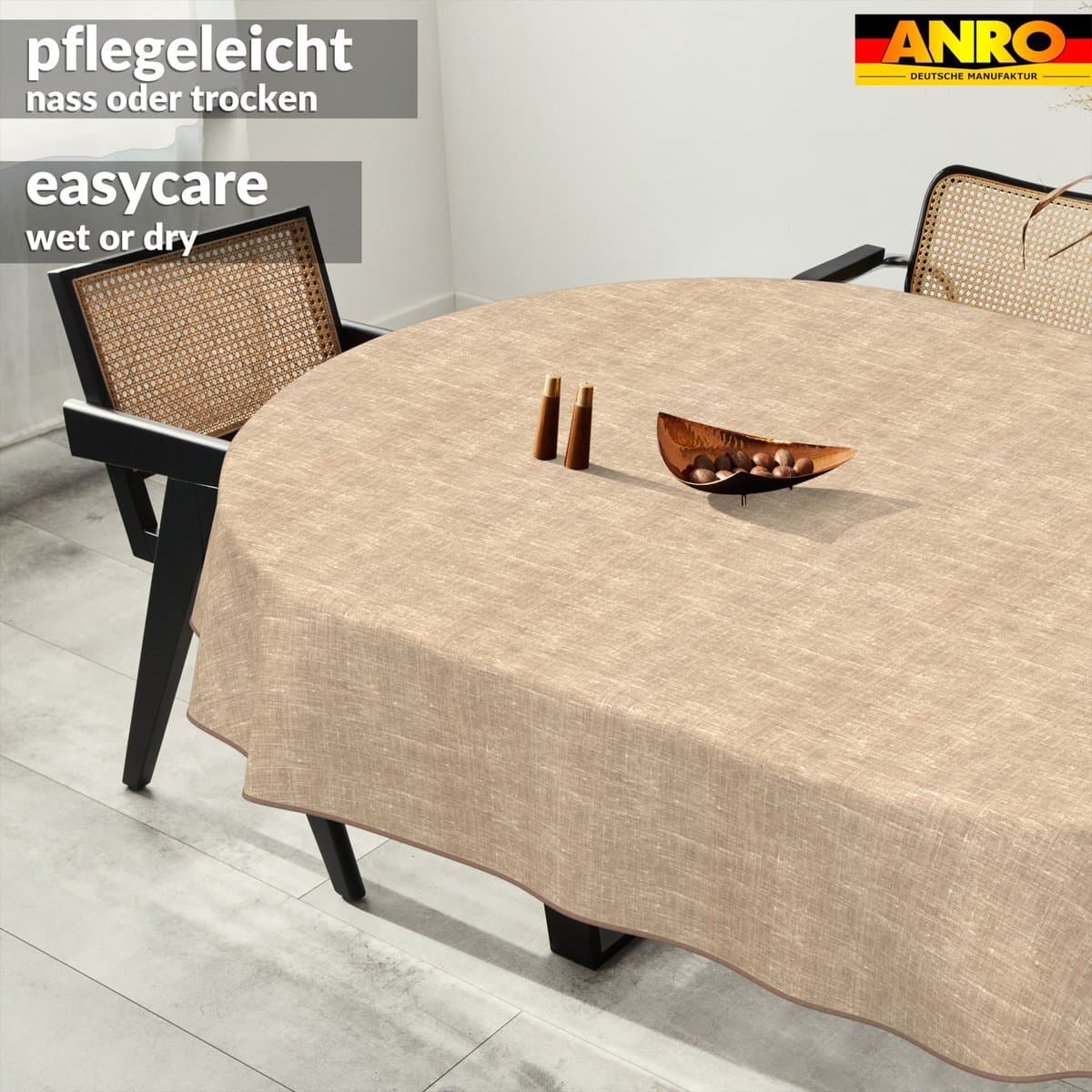 ANRO Tafelkleed Effen linnenlook Rood Met sierband Afwasbaar