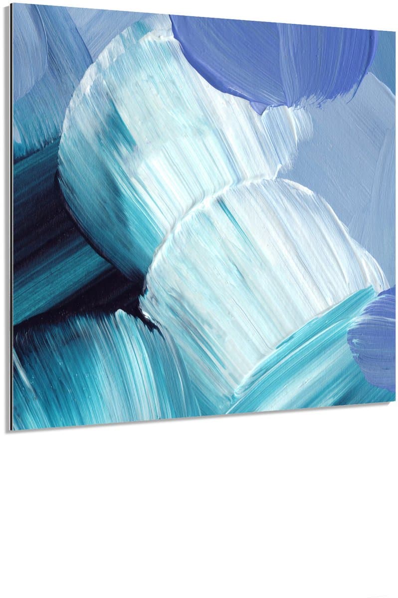 Kleurrijke grafische vlakken - Schilderij 110x110 cm - Wanddecoratie op Aluminium Dibond - Aluminium Wandpaneel