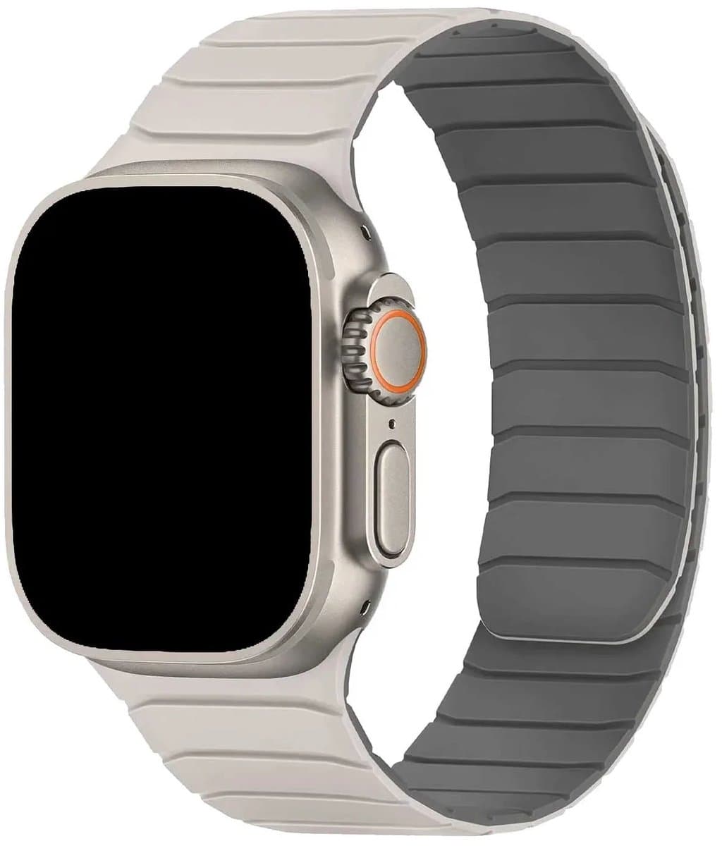 123watches bandje Vetra - siliconen - sterrenlicht grijs - 38 · 40 · 41 & 42 mm - Geschikt voor Apple Watch series 1/2/3/4/5/6/7/8/9/10/11/12/SE/SE2/SE3