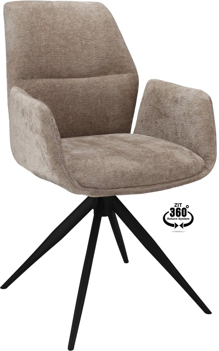 Icon Living - Armstoel Waylon Stof Stella Liver Leg Black 360° Return-system