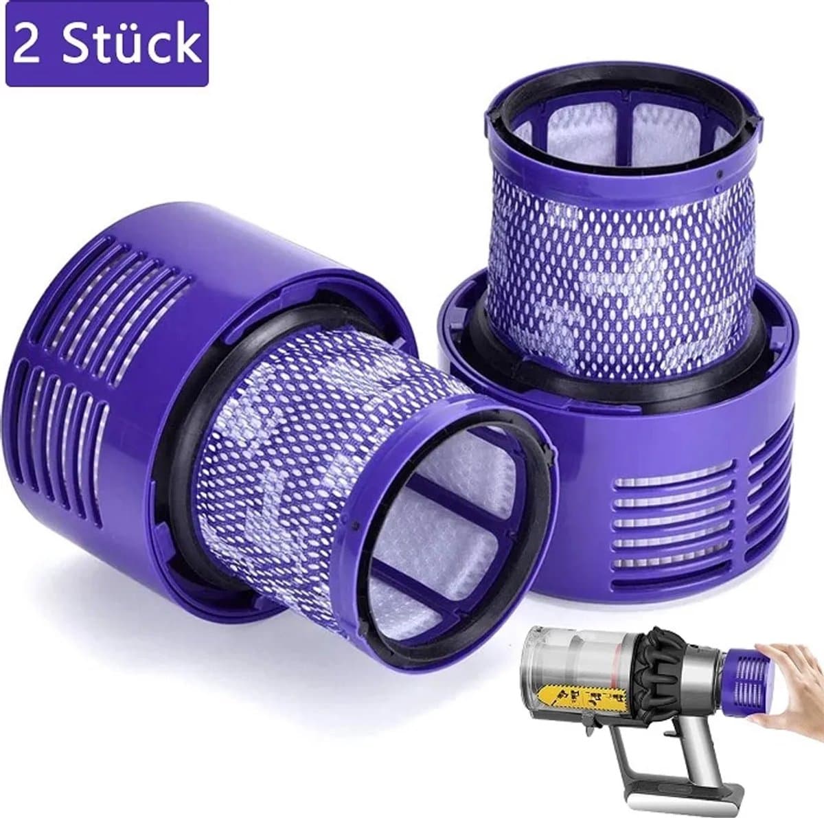 2 HEPA-filters geschikt voor Dyson Cyclone V10 Absolute, Absolute Pro, Absolute Extra, Absolute Extra, Absolute Extra Pro, SV12 / wasbaar voorfilter voor motor