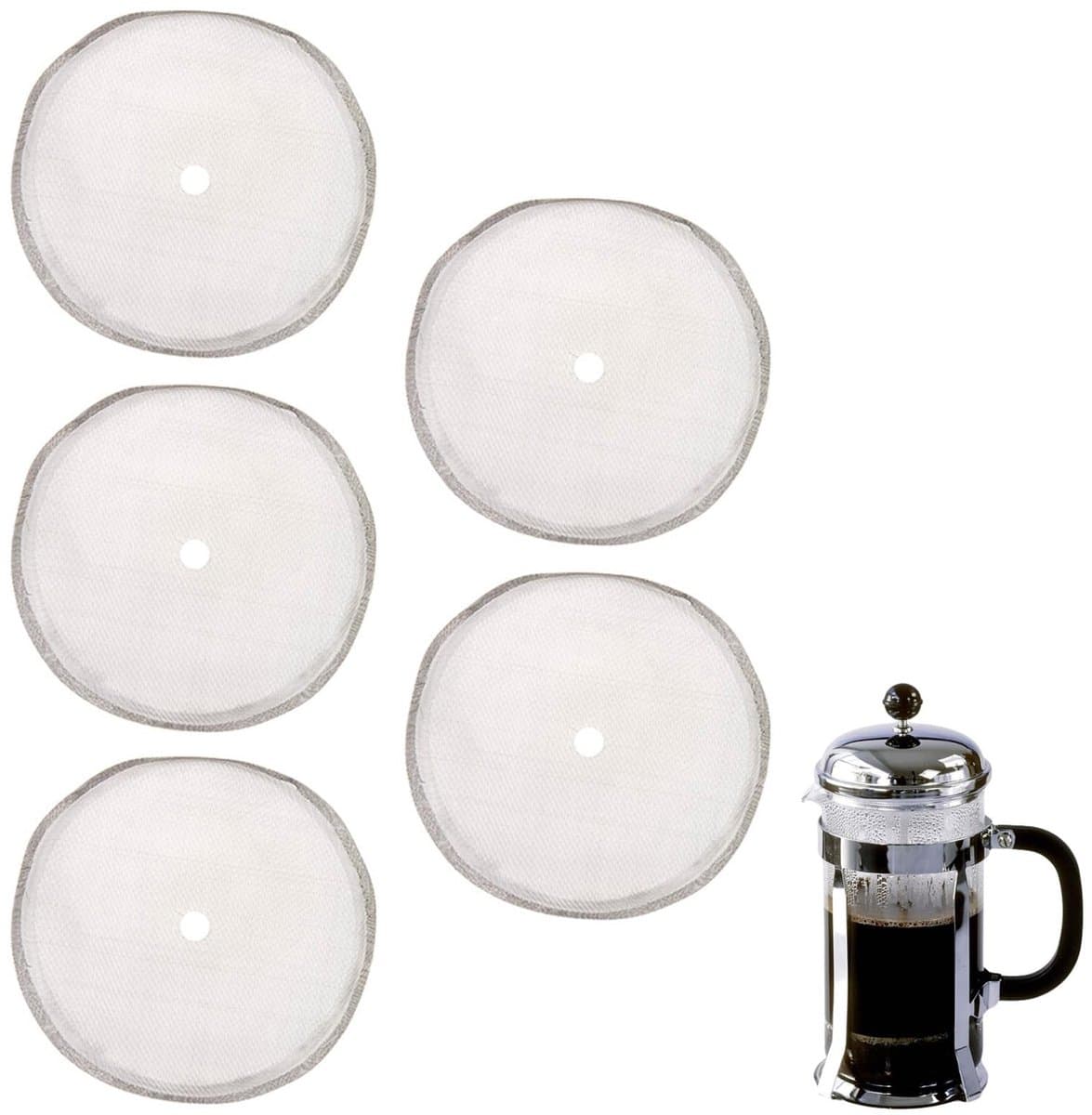Dailygoods- Persfilters 5 Stuks - Roestvrijstalen Herbruikbare Koffiefilter - 80 Mesh Zeef - 8,5 cm Diameter - Geschikt voor Franse Pers Koffiezetapparaten - Hoge Filterkwaliteit