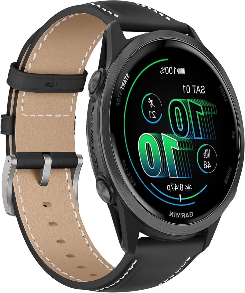 Verstelbare 20mm Horlogeband van PU Leer voor Garmin Forerunner 570, Vivoactive 6 en Approach S50 - Comfortabele Vervangband voor Sport en Dagelijks Gebruik