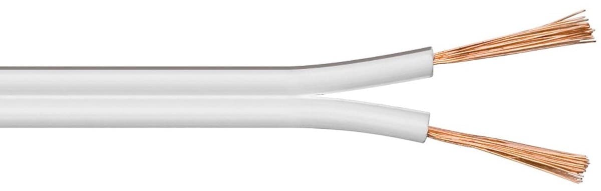 Luidspreker kabel (CCA) - 2x 2,50mm² / wit - 50 meter