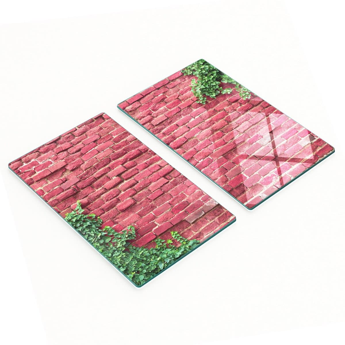 Glazen serveerplanken voor in de keuken met afbeelding van een bakstenen muur, 2x30x52 cm