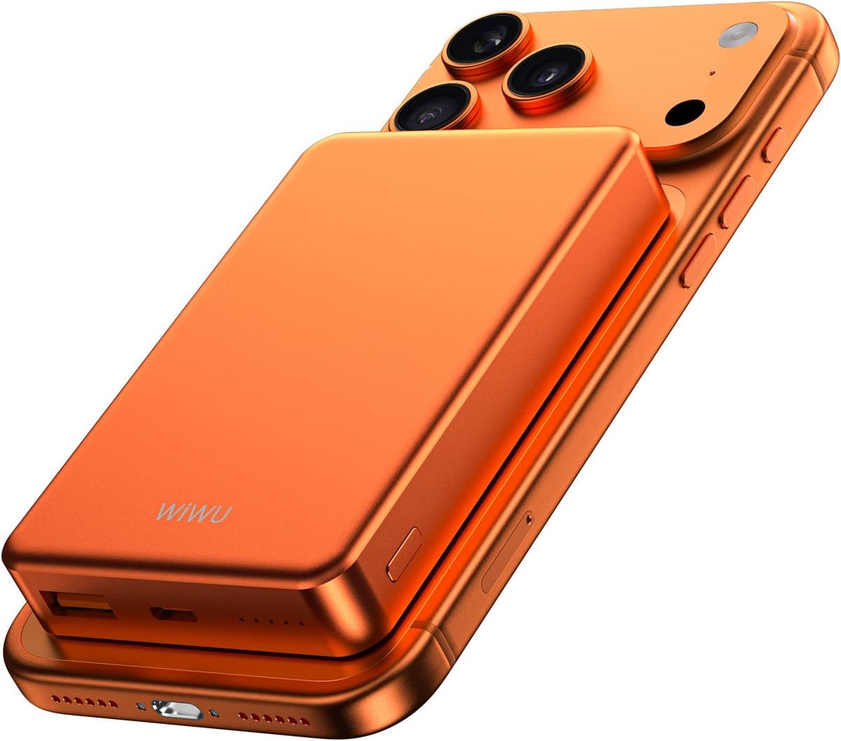 WiWU Powerbank 10000mAh - Geschikt voor Magsafe - Type-C ingang - Ultra dun - Oranje