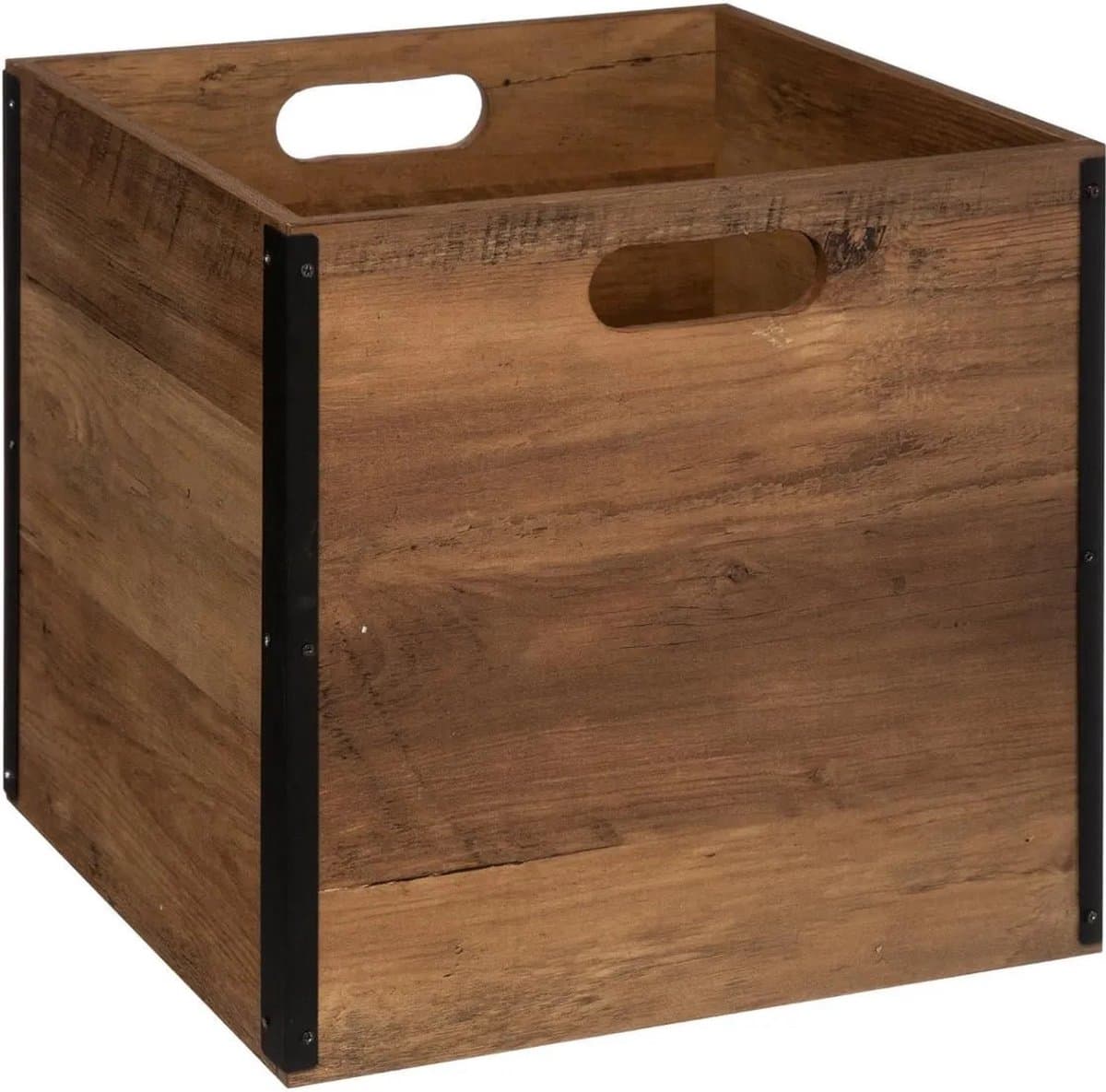 5five Industriële houten opbergdoos - 31 x 31 cm, bruin hout