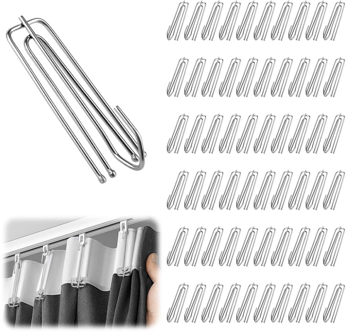Unyqoos® Set van 60 metalen gordijnhaken met vier tanden voor stevige ophanging