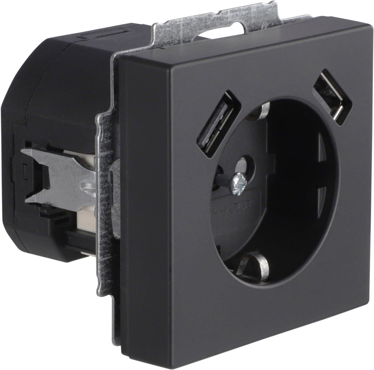 Busch-Jaeger Future Linear contactdoos - inbouw - 1-voudig - randaarde - 2 x USB A - zwart