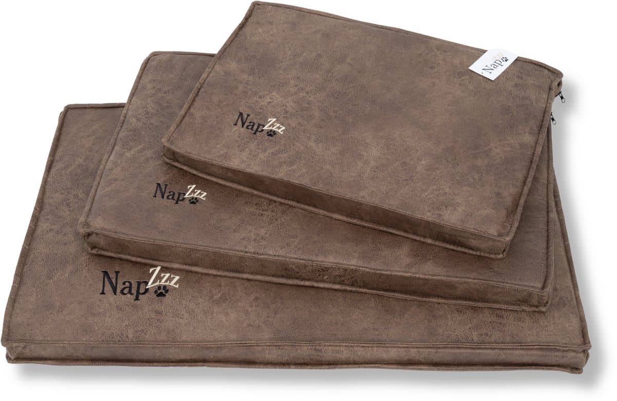 NapZZZ benchkussen lederlook bruin Maat S: 59 x 42 x 5 cm