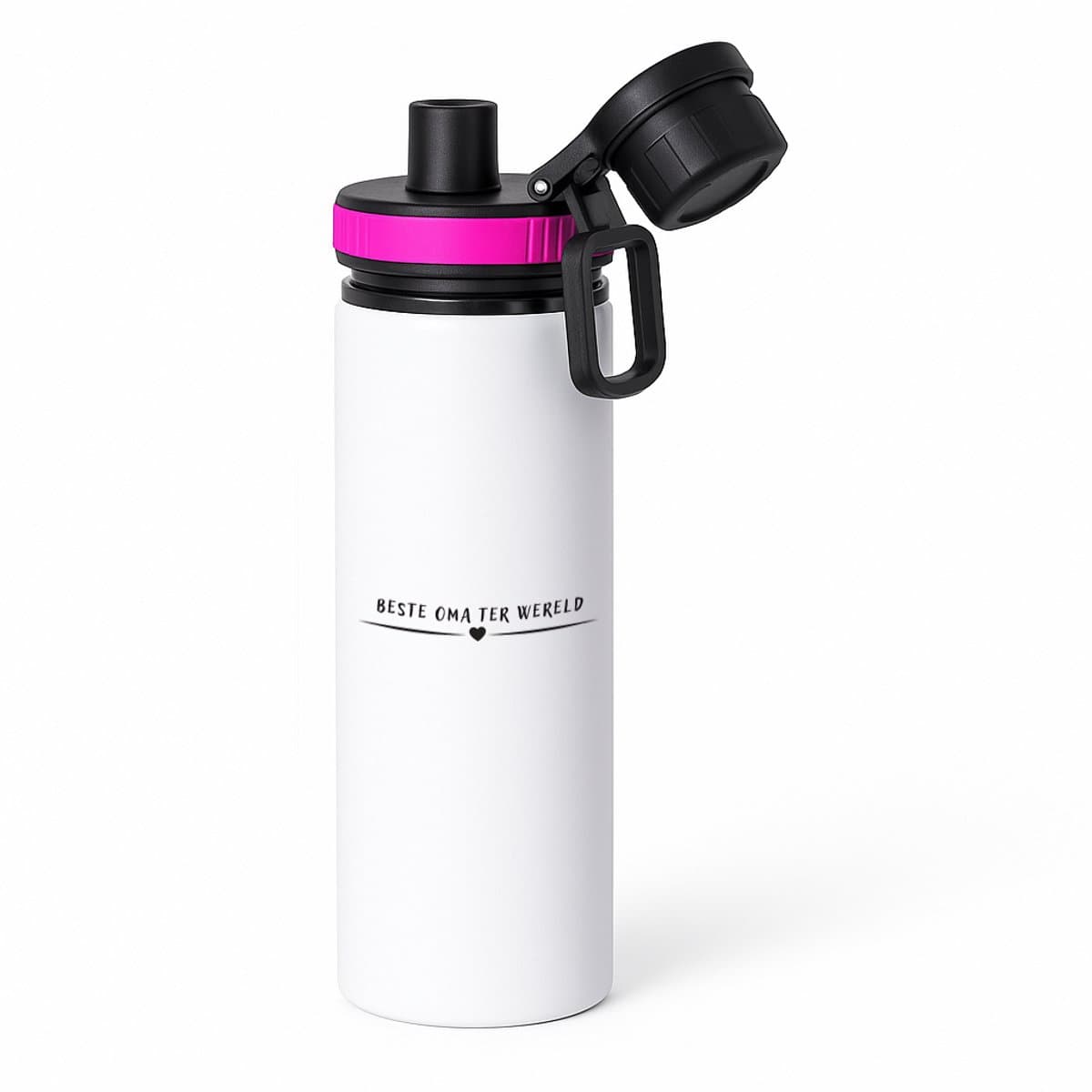Hacebo® - Beste oma ter wereld waterfles met draaidop roze - Oma - grandma - leuk cadeau voor je oma - water fles - 850ML