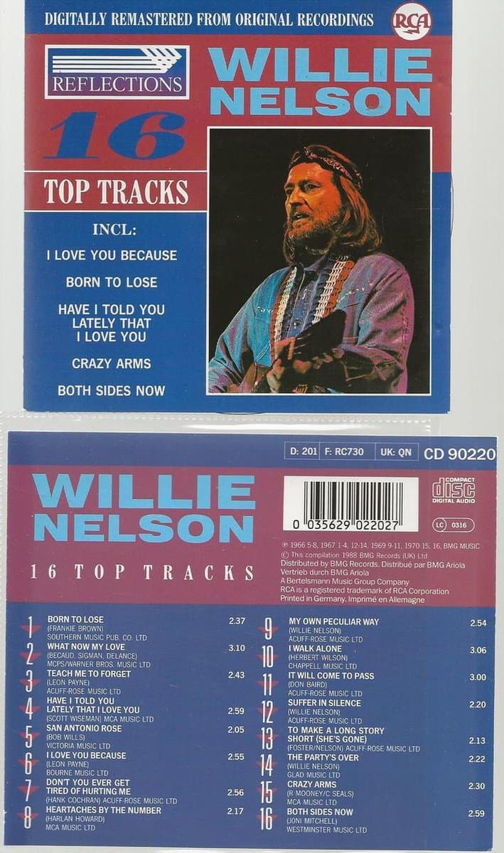 WILLIE NELSON 16 TOP TRACKS