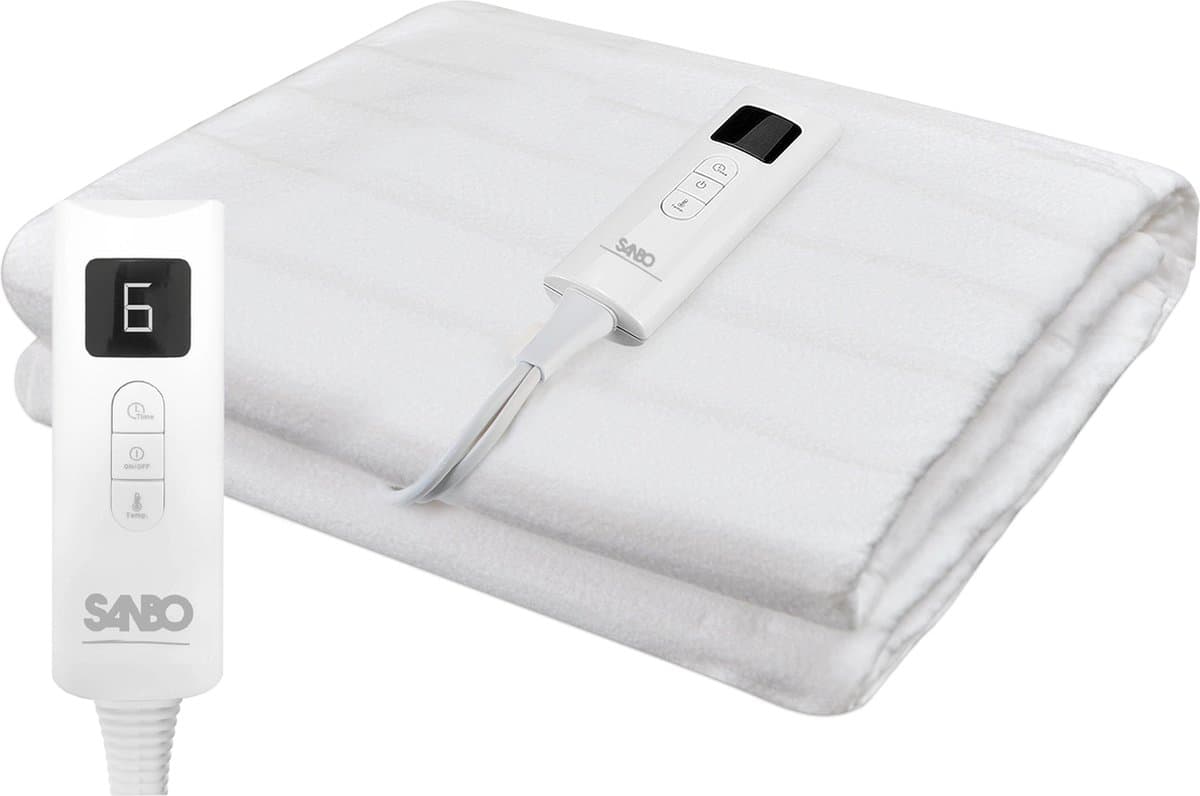 Sanbo Elektrische Deken - Wasmachinebestendig - Onderdeken - 150 x 80 cm - 7 Standen - Met Hoekelastieken - 1 Persoons