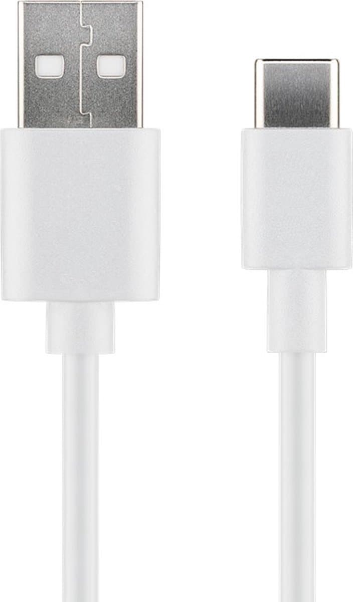 Powteq - 2 meter premium USB A naar USB C kabel - Wit - USB 2.0