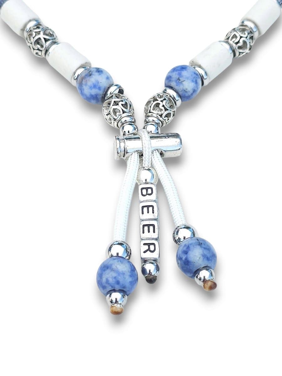Anti tekenband met EM kralen, natuursteen blauwe Sodaliet kralen, Paracord, maat S 21-30 CM