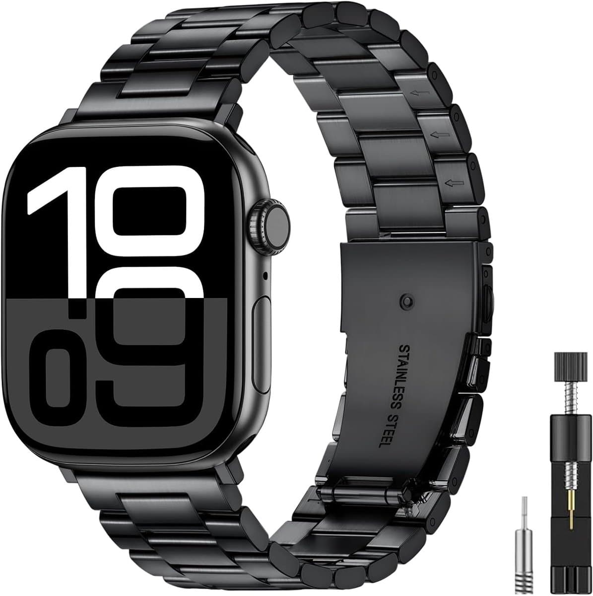 Compatibel met Apple Watch Ultra 3 armband 49 mm, 46 mm, 45 mm, 44 mm, 42 mm, 41 mm, 40 mm, 38 mm, heren en dames - ShopVlot