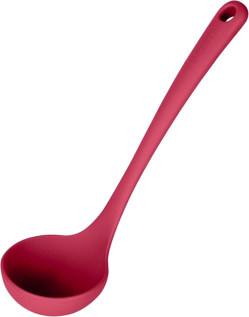 27cm Kleine Siliconen Soeplepel 315℃ Hittebestendige (Rood)