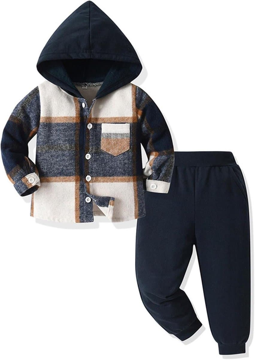 Jongensset 2-delig kinderkleding biologisch katoen zomeroutfit korte mouwen elastische shorts aappatroon comfort zacht mode A74